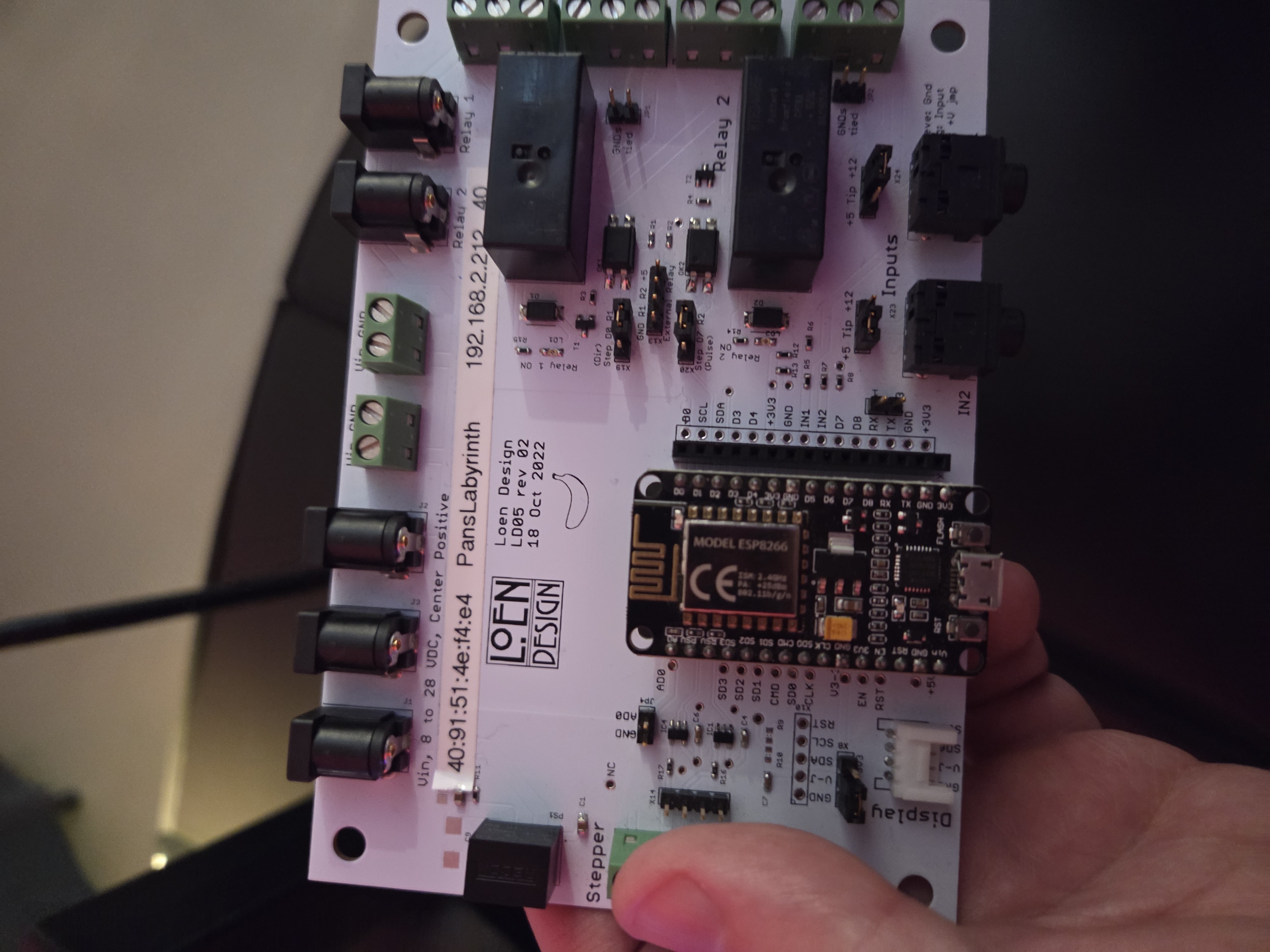 The LD05 rev 02 board with its ESP8266 module